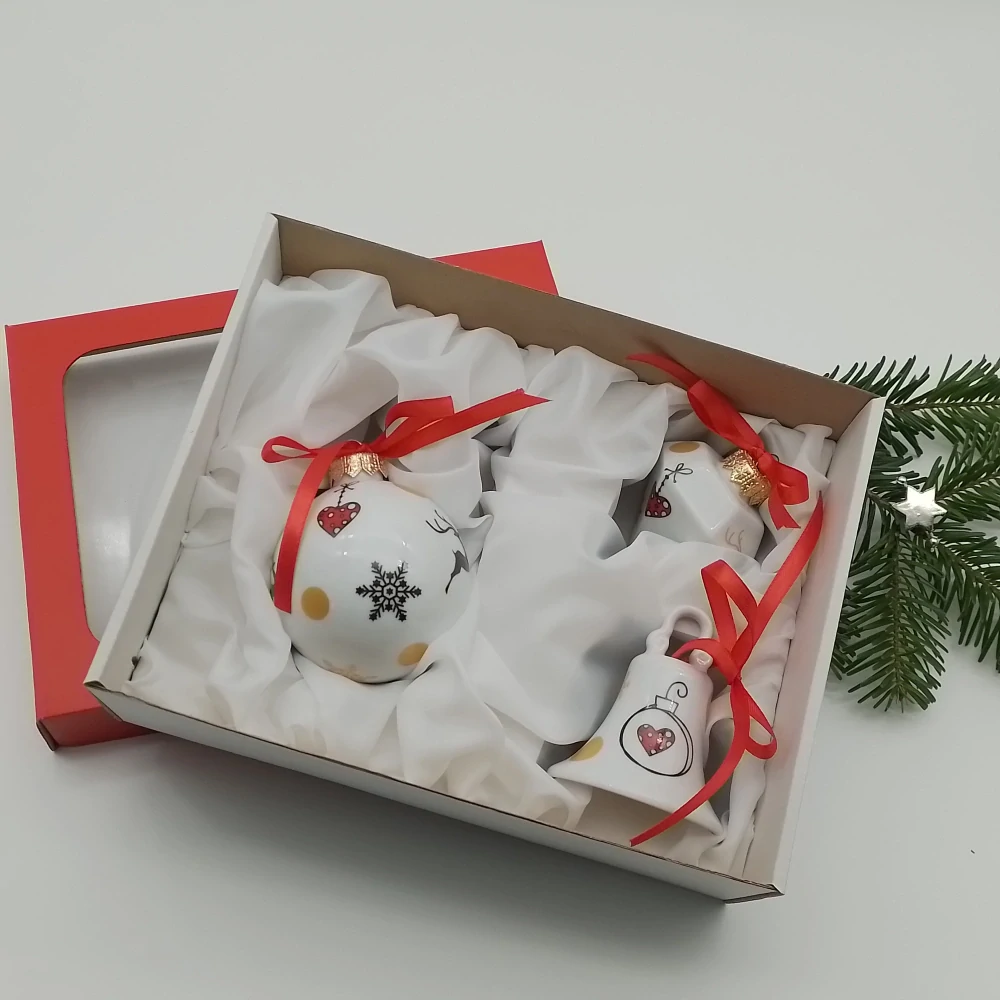 Vánoční porcelánové ozdoby 3 ks 